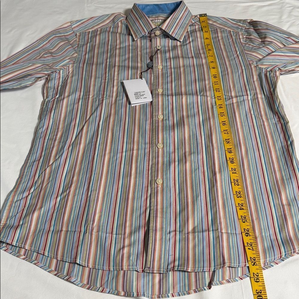 House Of Lords Multi Color Striped Men's Button Up Shirt - Picture 8 of 11